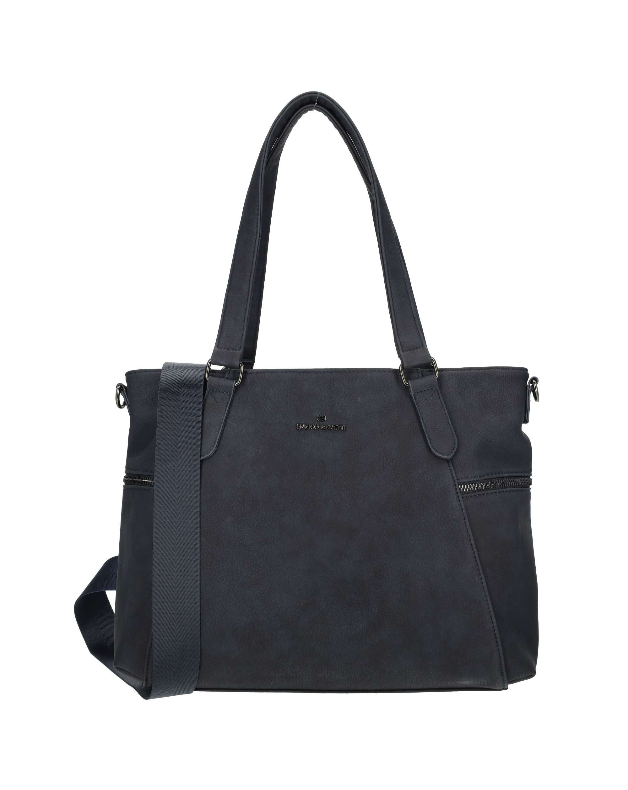Roxy Two Handle Vegan Leather Shoulder Bag with Nylon Strap
