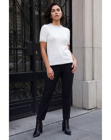 Roman Embellish Trim Knitted Top