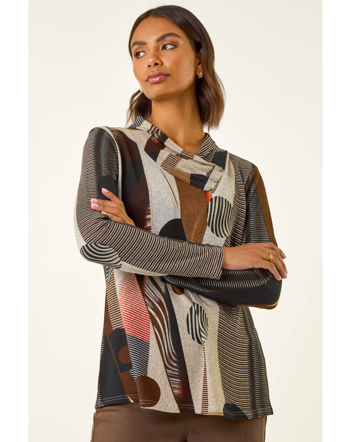 Roman Abstract Print Snit Top