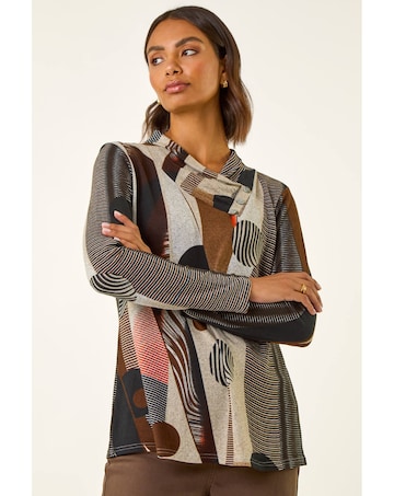 Roman Abstract Print Snit Top