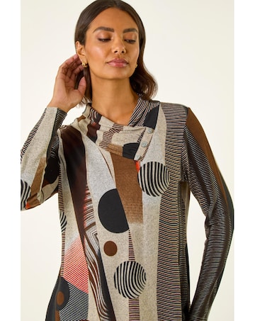 Roman Abstract Print Snit Top
