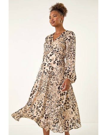 Roman Animal Print Twist Front Dress