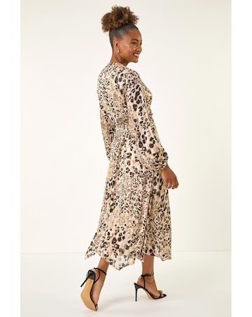 Roman Animal Print Twist Front Dress