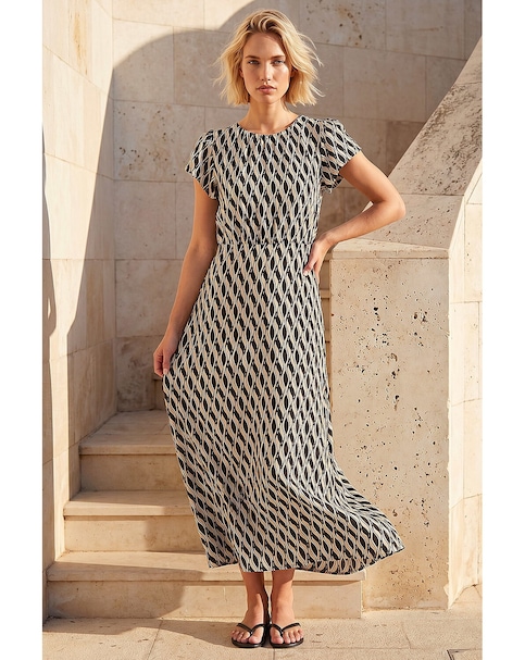 Roman Abstract Geo Print Midi Dress