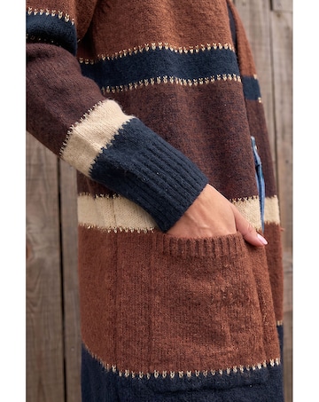 Roman Block Longline Knit Cardigan