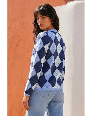 Roman Argyle Buttoned Knit Cardigan