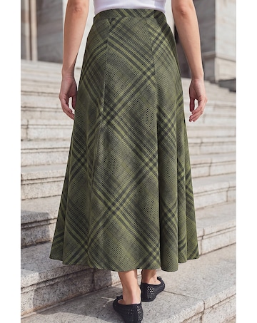 Roman Print Check Midi Skirt