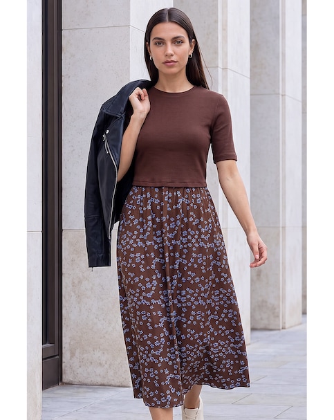 Roman Floral Print Knit Dress