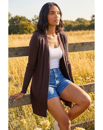 Roman Ribbed Knit Cardigan