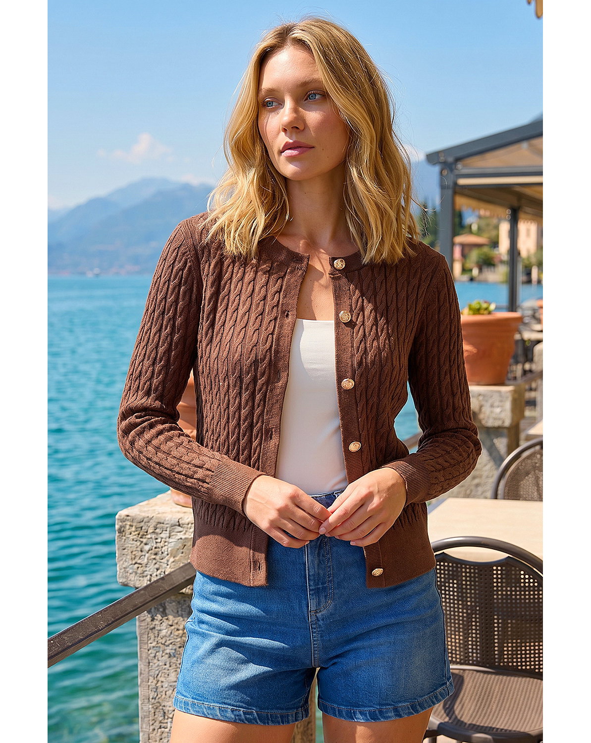 Roman Cable Knit Cardigan