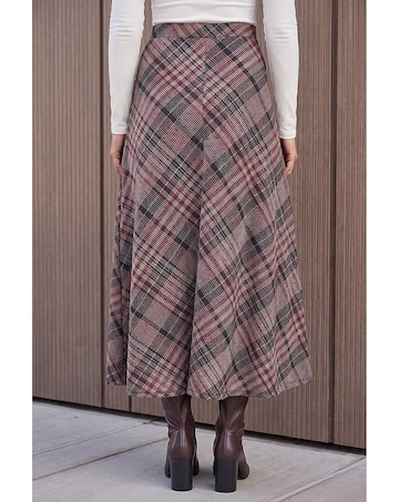 Roman Check Print Midi Skirt