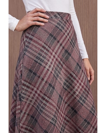 Roman Check Print Midi Skirt