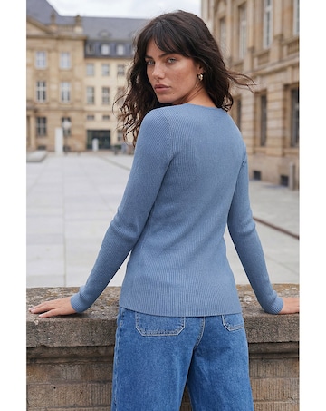 Roman Faux Pearl Ribbed Knit Jumper