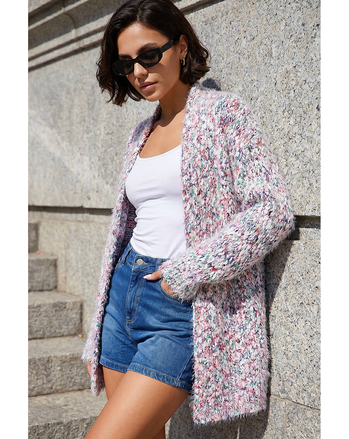 Roman Fluffy Nep Long Cardigan