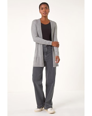 Roman Longline Stretch Ribbed Cardigan