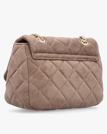 Valentino Bags Small Quilted Ocarina Taupe Suedette Shoulder Bag
