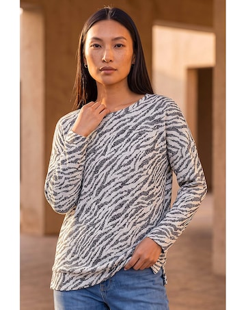 Roman Animal Print Banded Hem Top