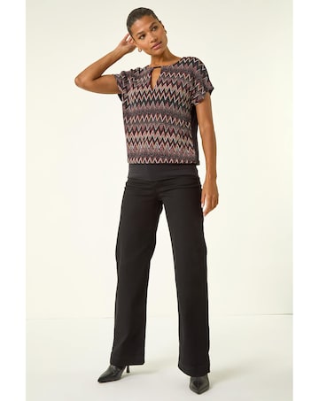 Roman Zig Zag Print Bubble Hem Top