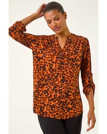 Roman Spot Print Stretch Top
