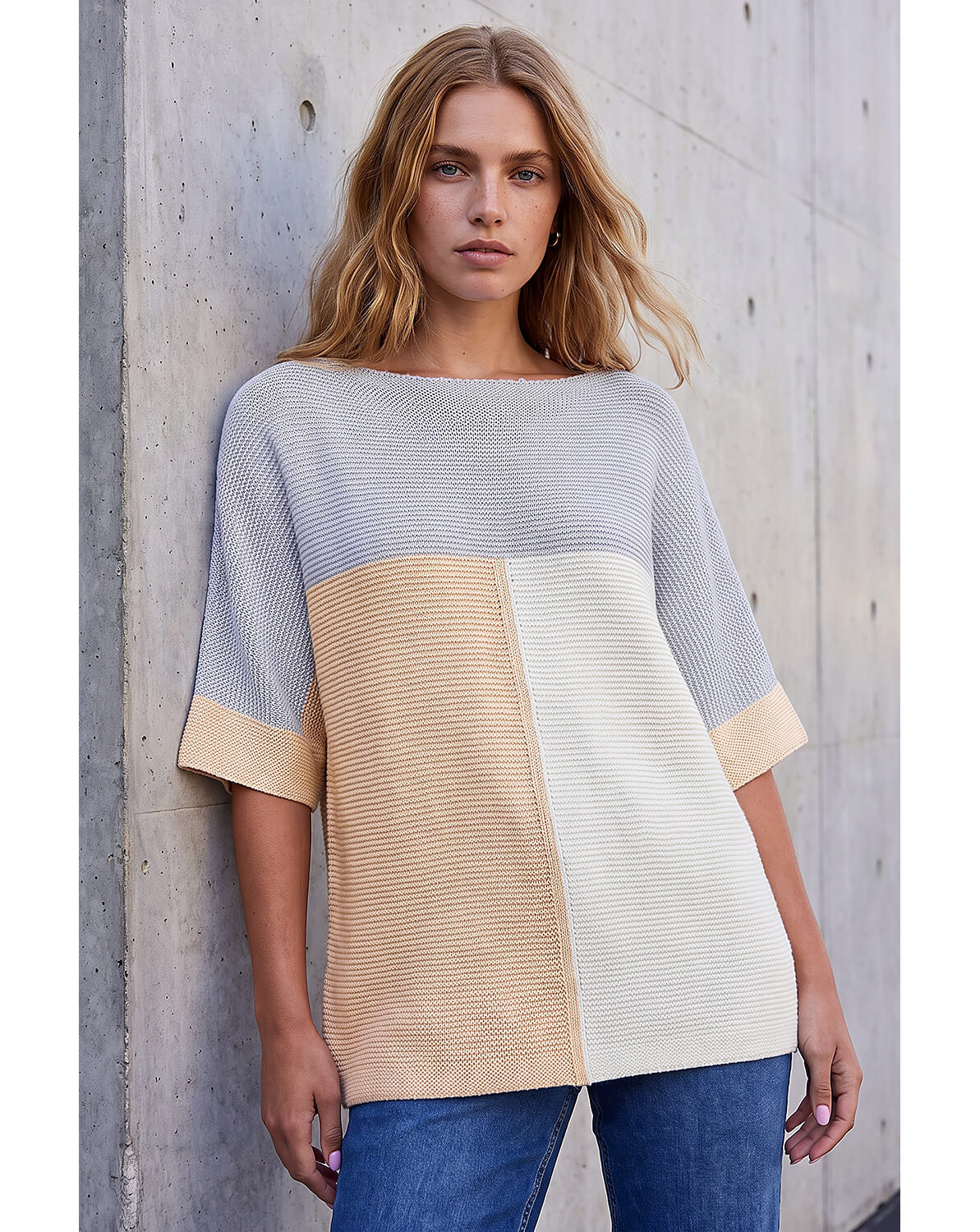 Roman Colour Block Short Sleeve Jumper