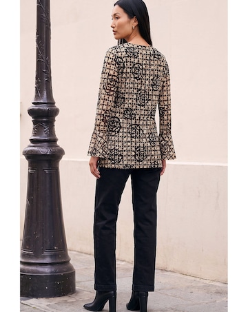 Roman Floral Printed Lace Stretch Top