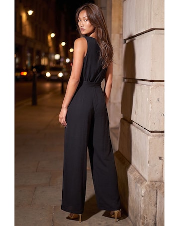 Roman Cowl Neck Hardware Trim Jumpsuit