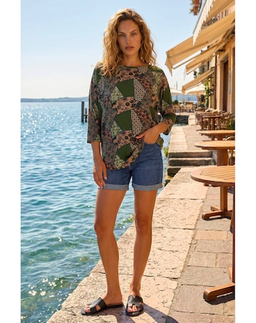 Roman Floral Patchwork Stretch Top
