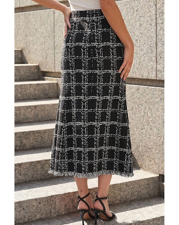 Roman Textured Knit Tweed Skirt