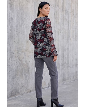 Roman Leaf Printed Lace V-Neck Top