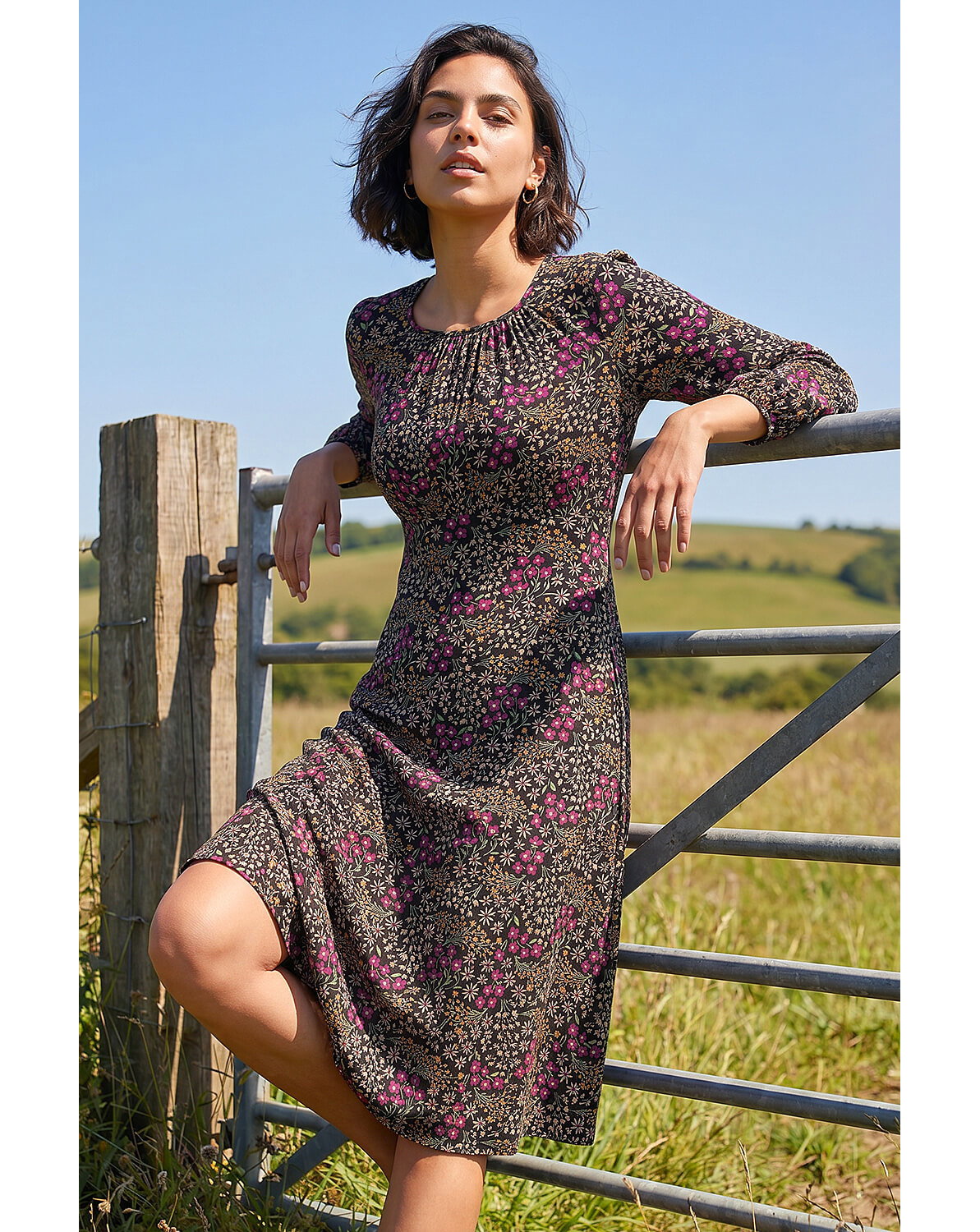 Roman Square Neck Ditsy Dress
