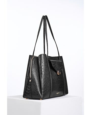 Luella Grey Francois Black Croc Laptop Tote