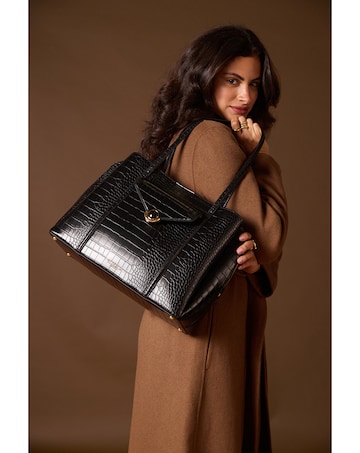 Luella Grey Francois Black Croc Laptop Tote