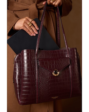 Luella Grey Francois Black Cherry Croc Laptop Tote