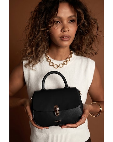 Luella Grey Delia Black Top Handle Crossbody