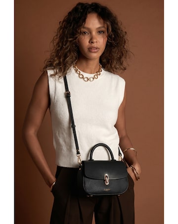 Luella Grey Delia Black Top Handle Crossbody