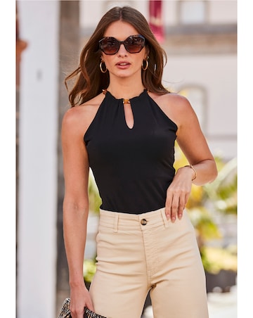 Sosandar Keyhole Detail Halterneck Top