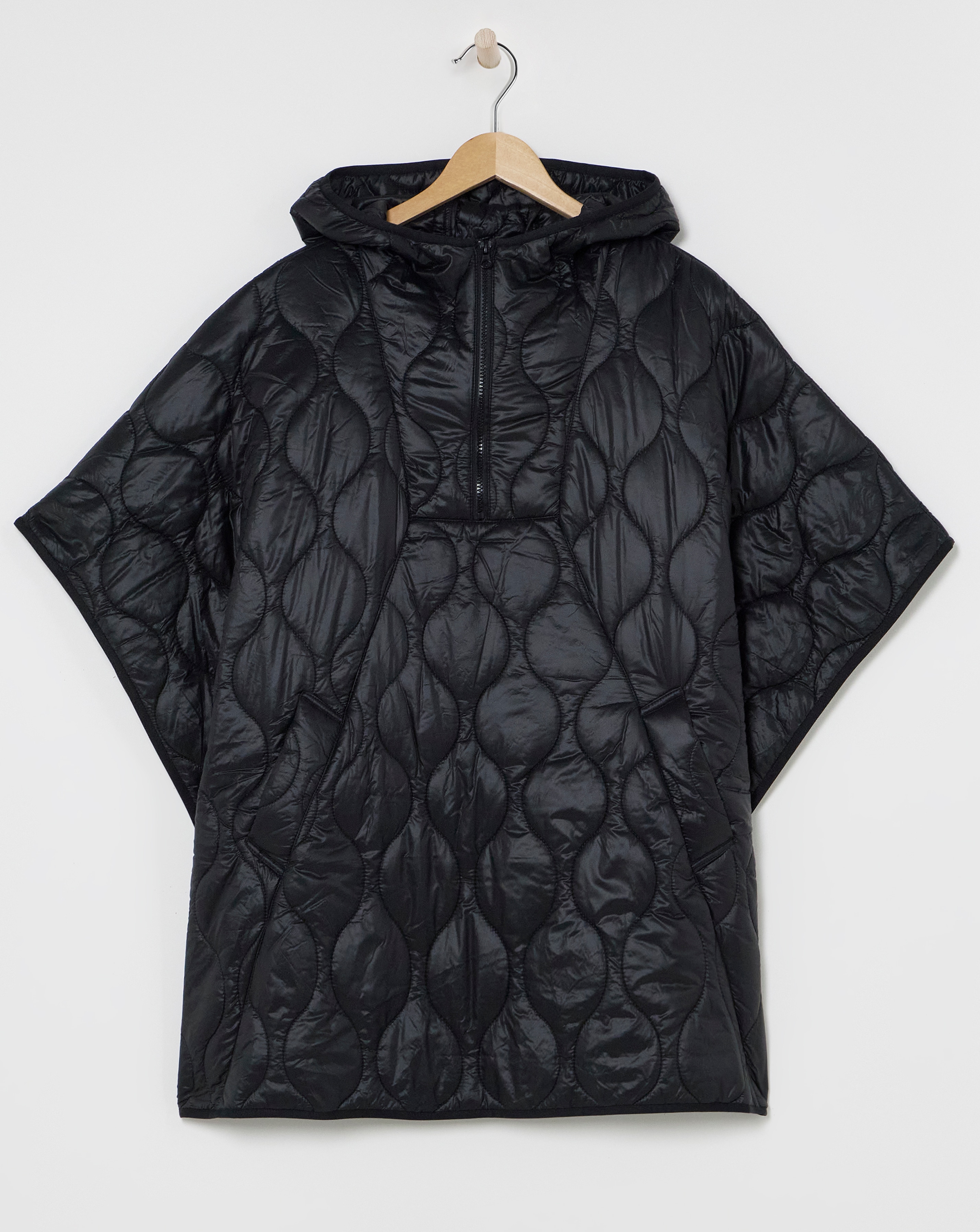 Black Quilted Poncho