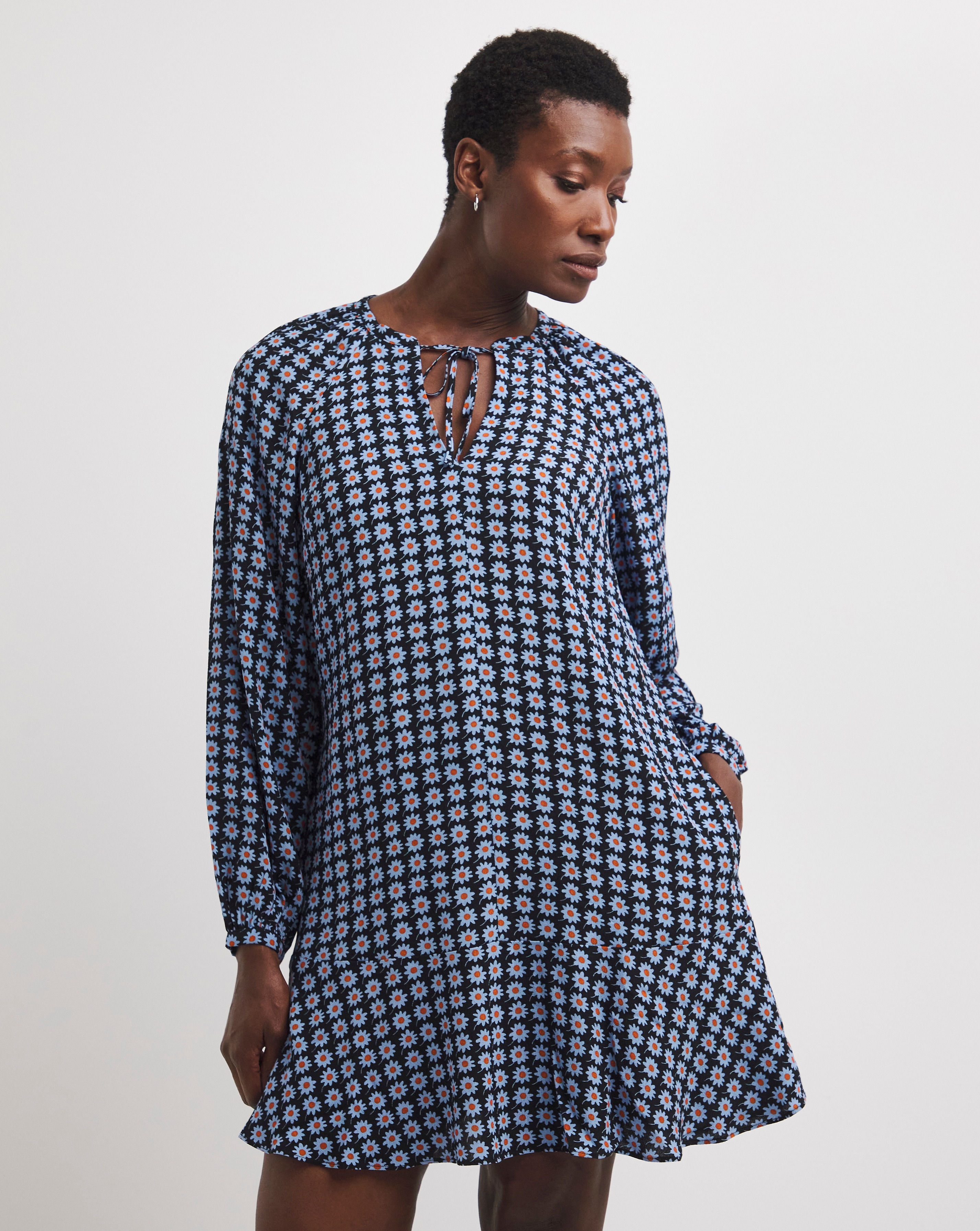 New In - Whistles Floral Dot Tiered Trapeze Dress