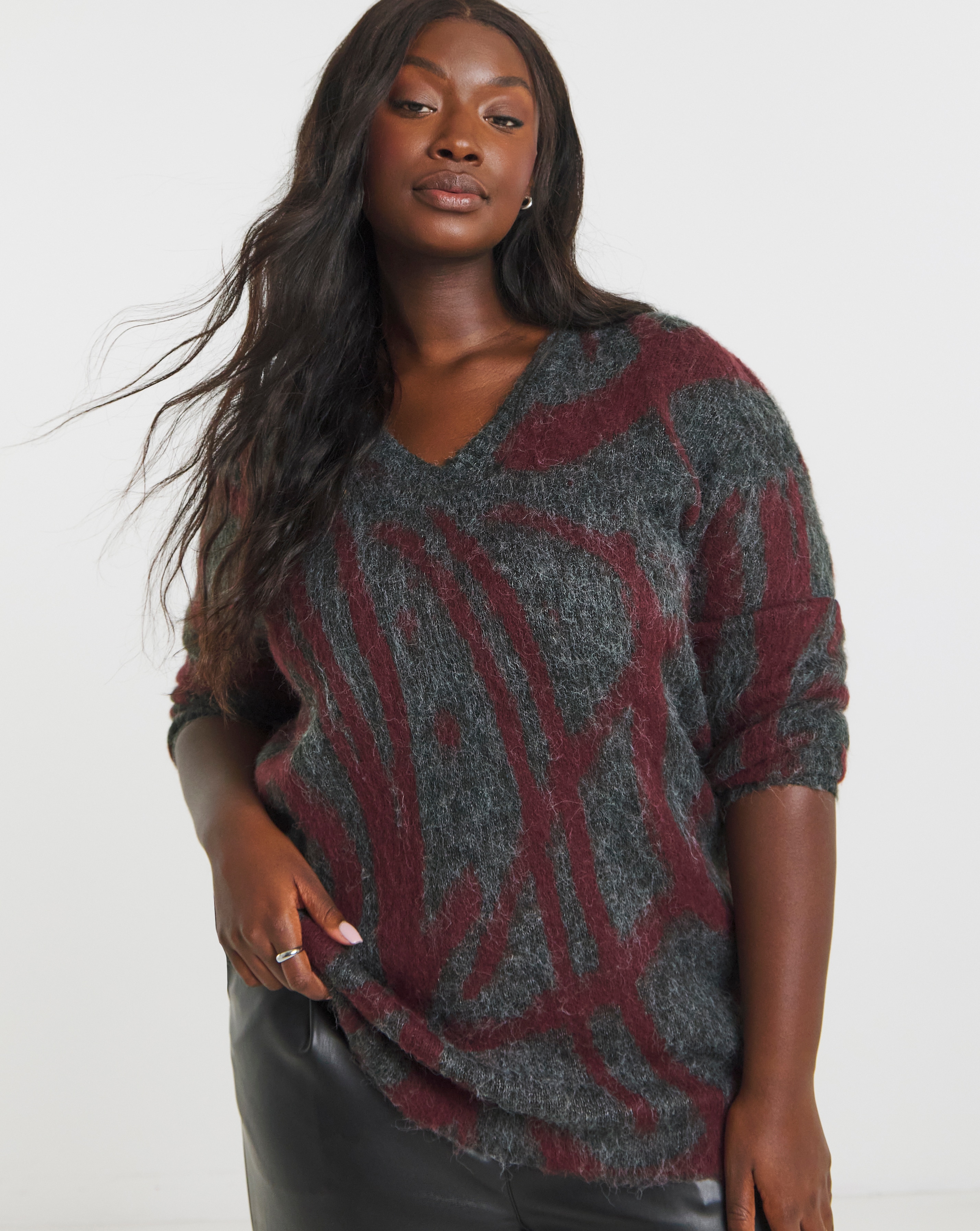 New In - Religion V-Neck Knit Tunic Jumper