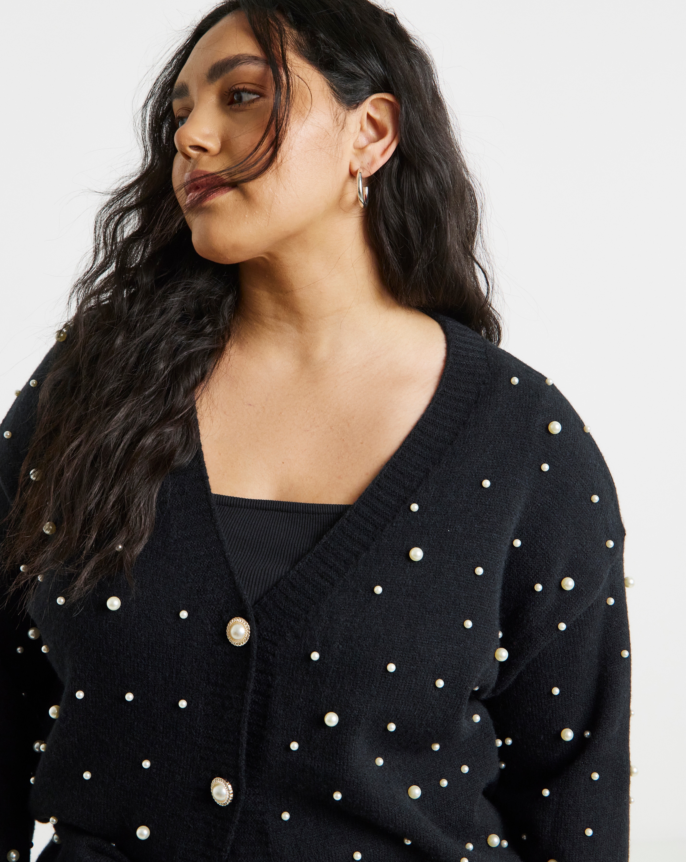 Lovedrobe Pearl Embellished Cardigan