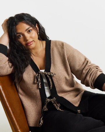 Lovedrobe Animal Print Bow Cardigan