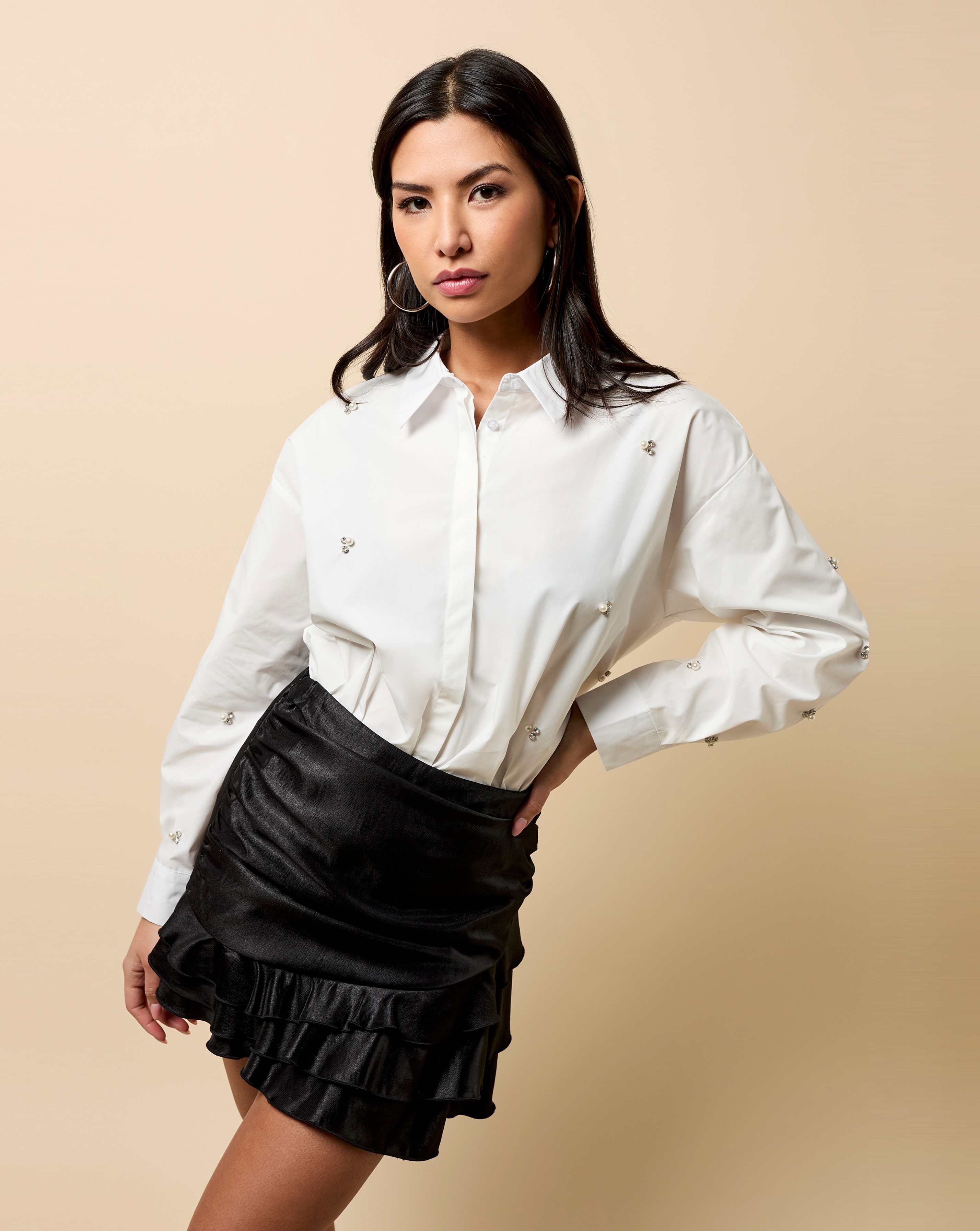 Little Mistress White Embellished Shirt