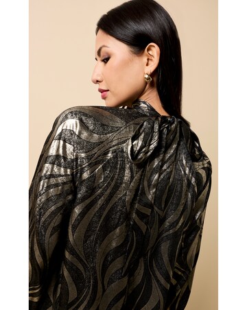 Little Mistress Black and Gold Foil Print Mini Dress