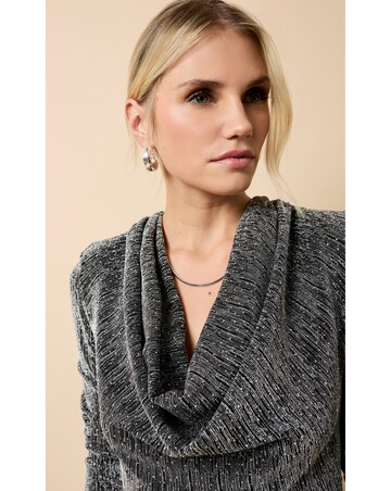 Little Mistress Black and Silver Cowl Neck Midaxi Dress