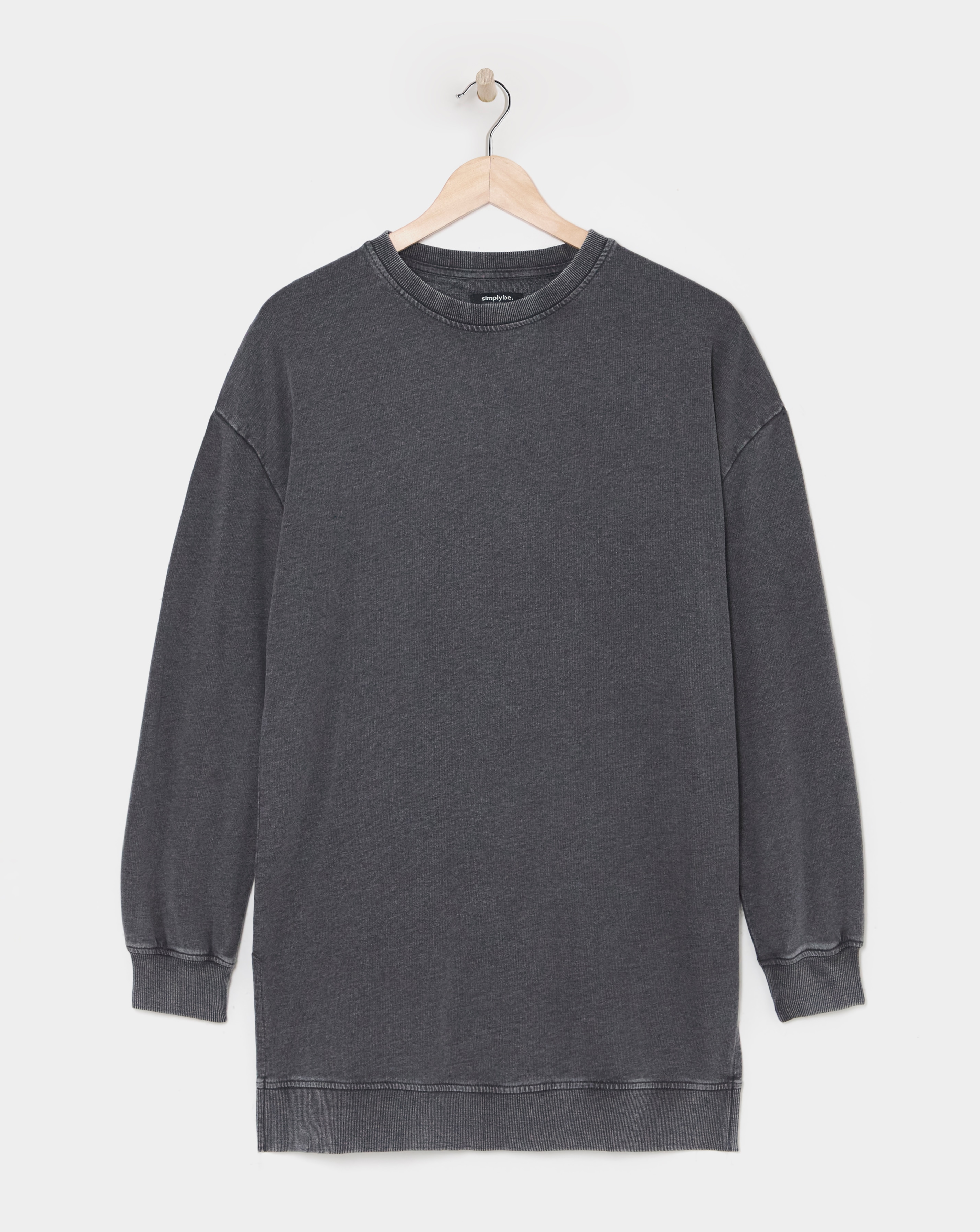 Acid Wash Side Split Sweatshirt Tunic