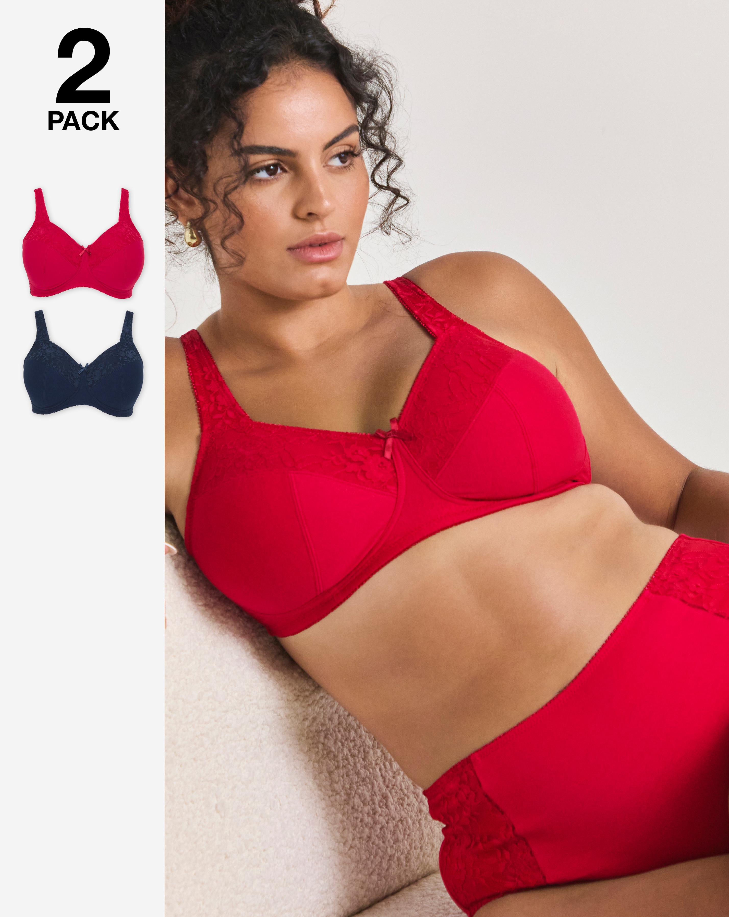 New In - 2 Pack New Sarah Full Cup Non Wired Bras