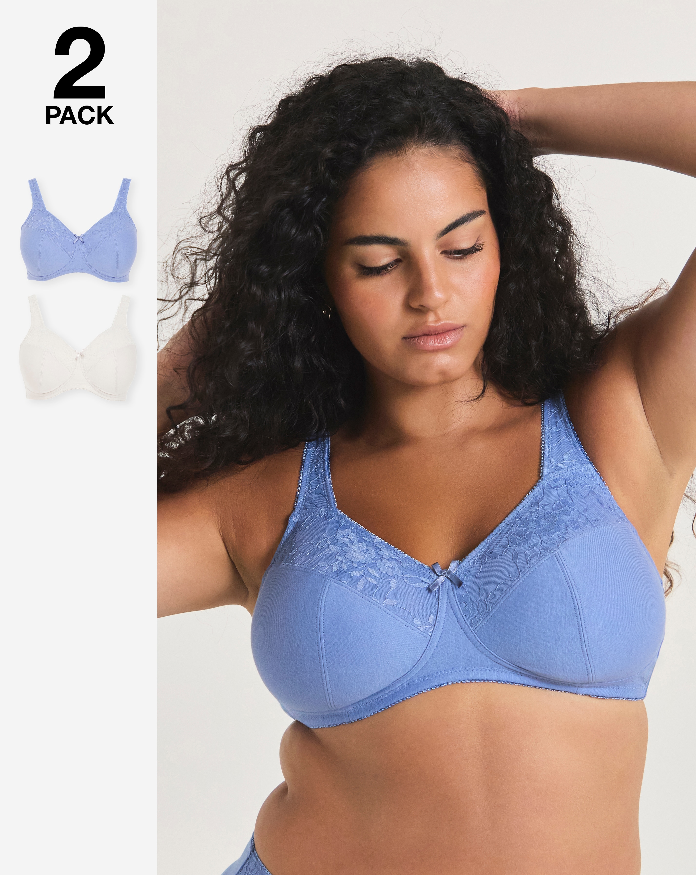 2 Pack New Sarah Full Cup Non Wired Bras