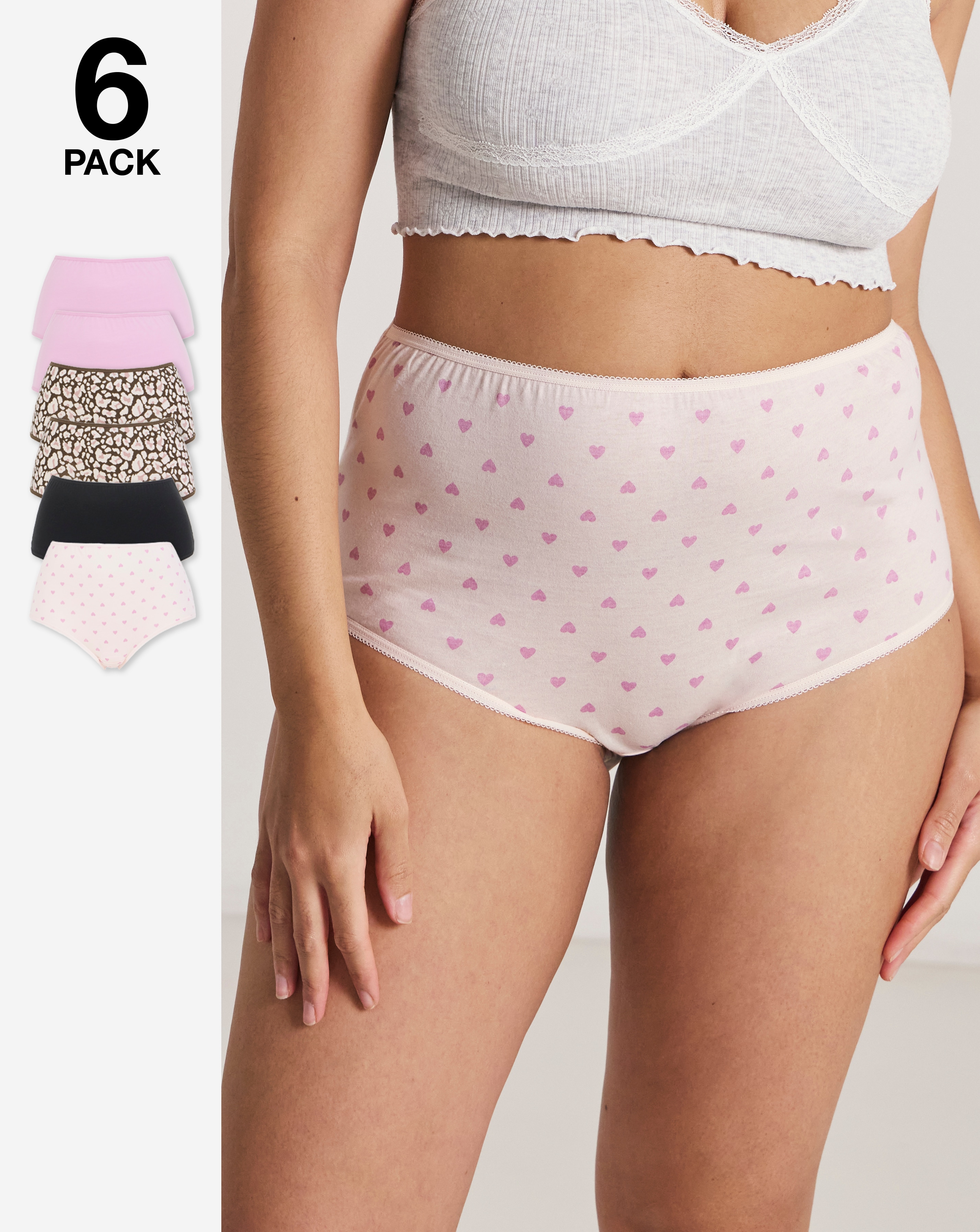 New In - 6 Pack Full Brief Knickers