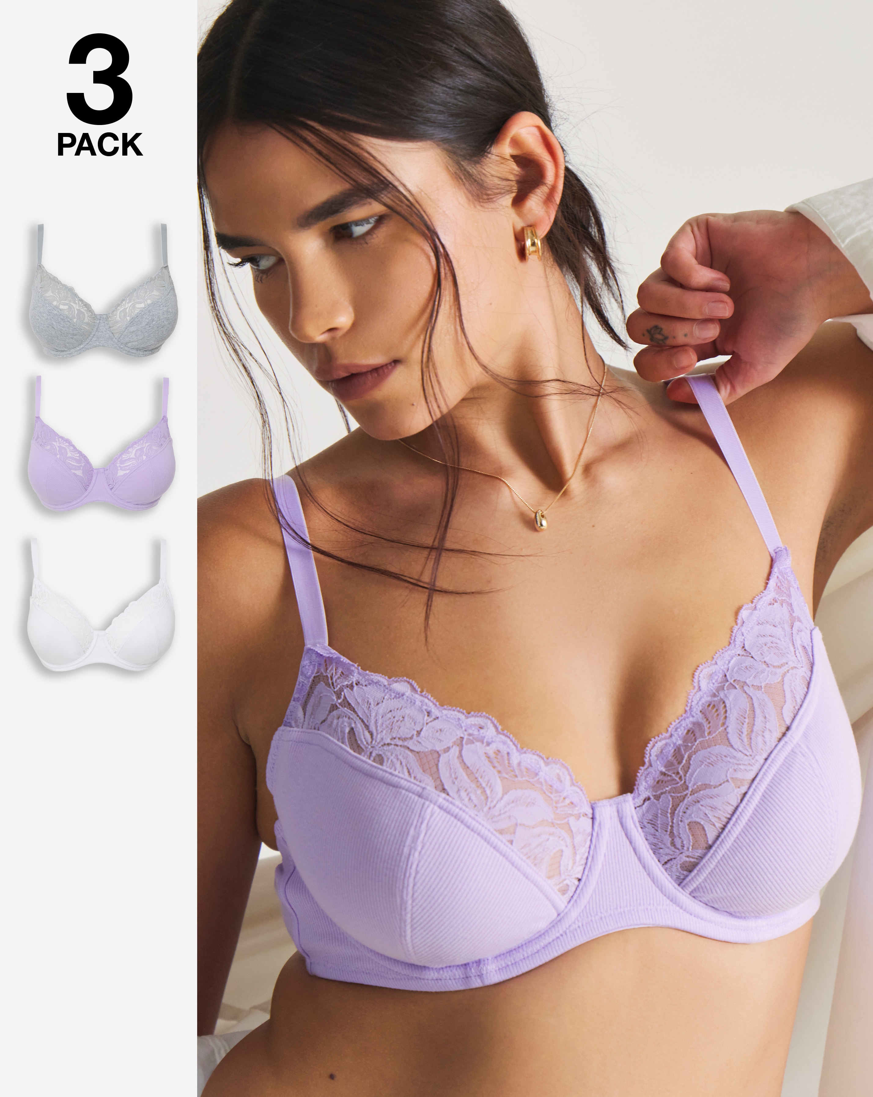 3 Pack Lace Full Cup Bras