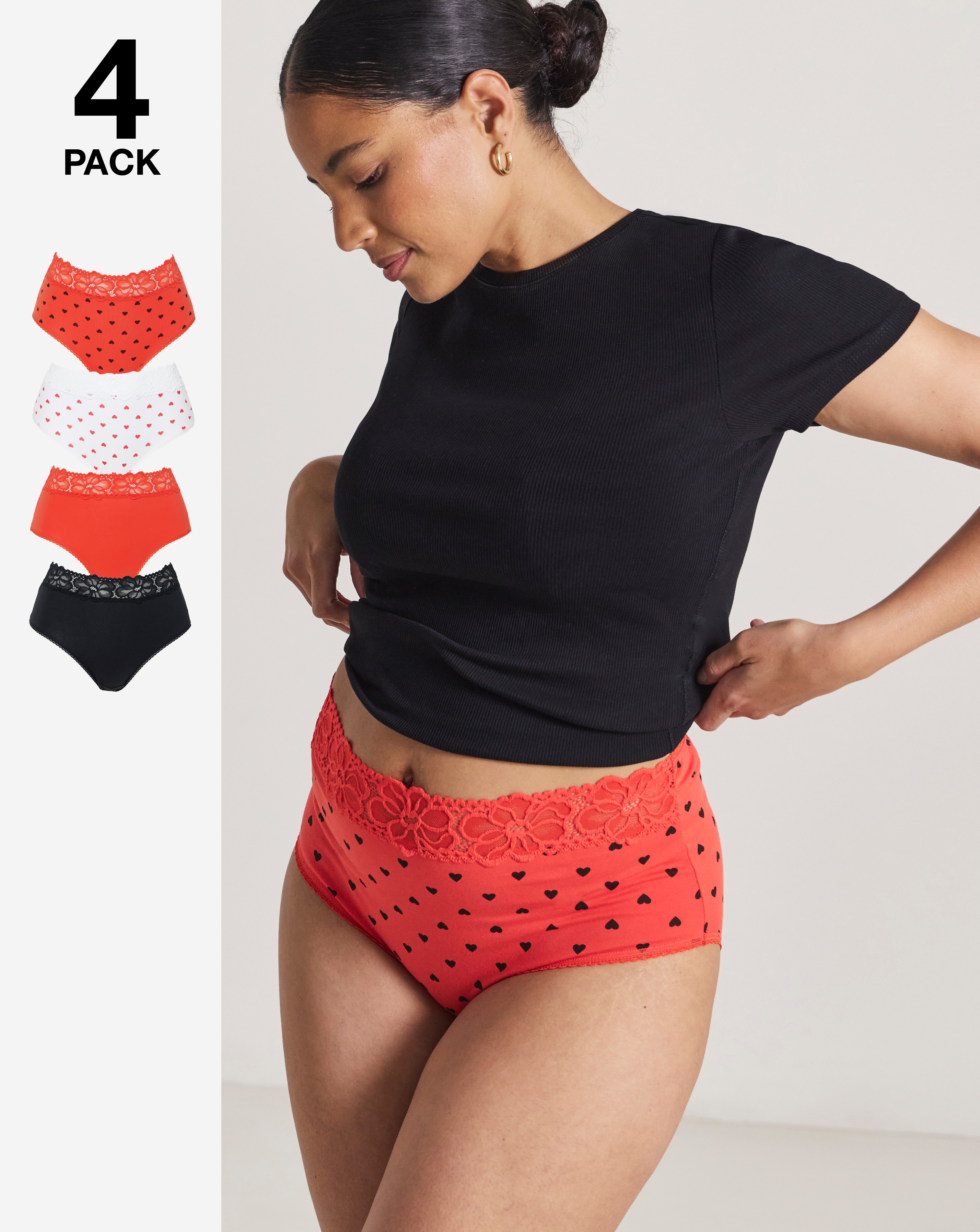 New In - 4 Pack Lace Top Full Knickers